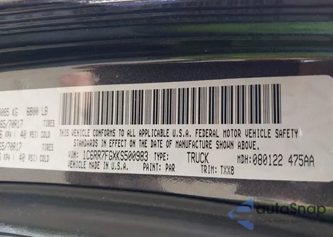 2019 Ram 1500 Classic Express 4X4 6'4 Box from USA, damaged, VIN 1C6RR7FGXKS500983